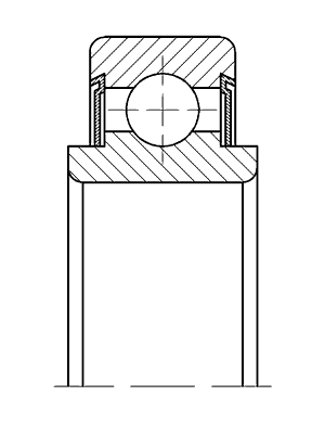 Эскиз шариковых радиальных однорядных подшипников с выступающим внутренним кольцом с двумя защитными шайбами
